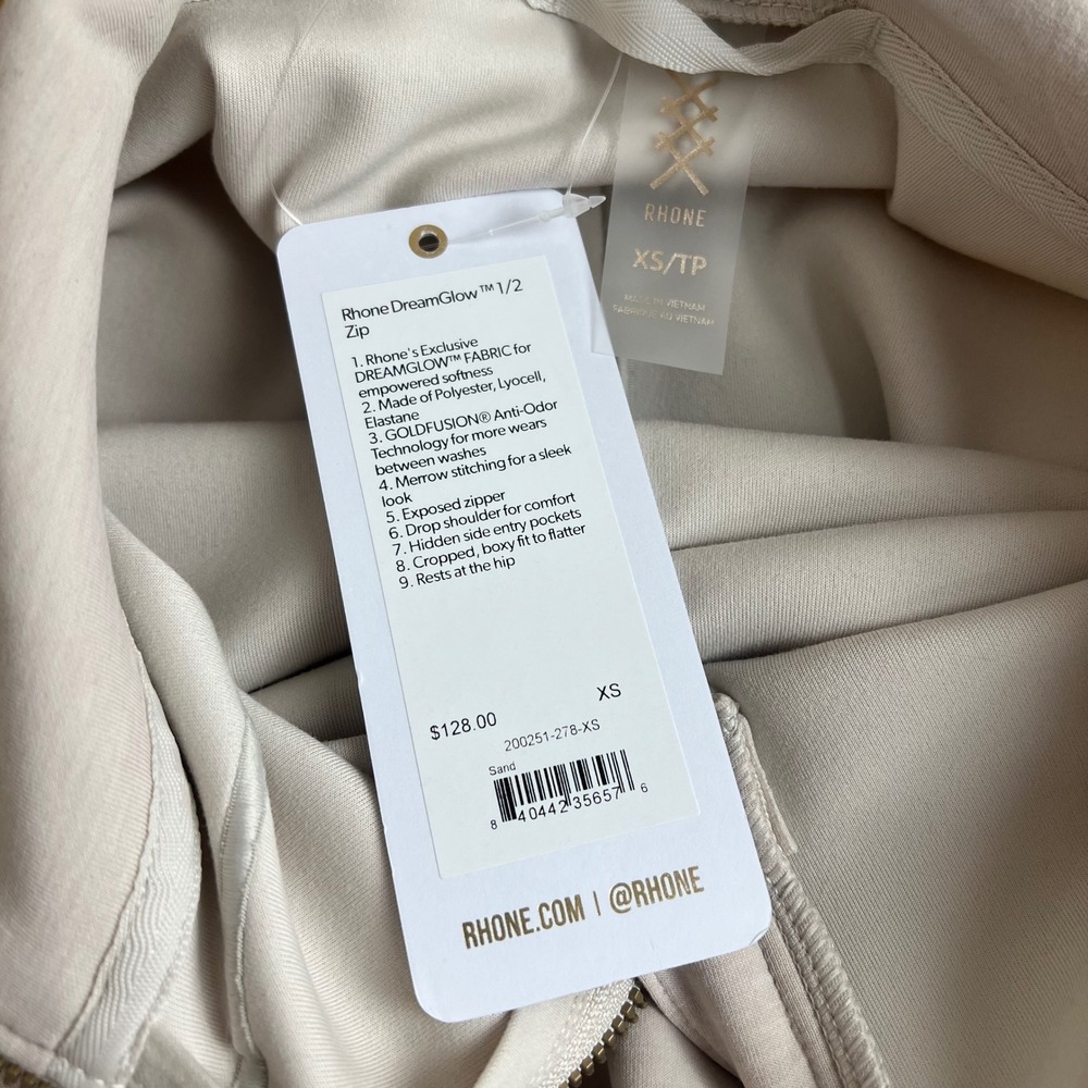 Rhone Pullover DreamGlow 1/2 Zip Womens Size XS Sand Half Zip Cropped Boxy NEW - Picture 8 of 11